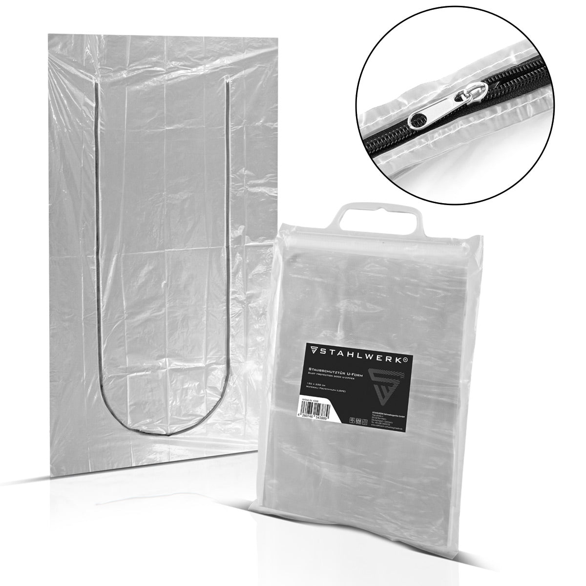STAHLWERK dust protection door U-shape dust door / dirt trap / dust curtain with integrated zipper