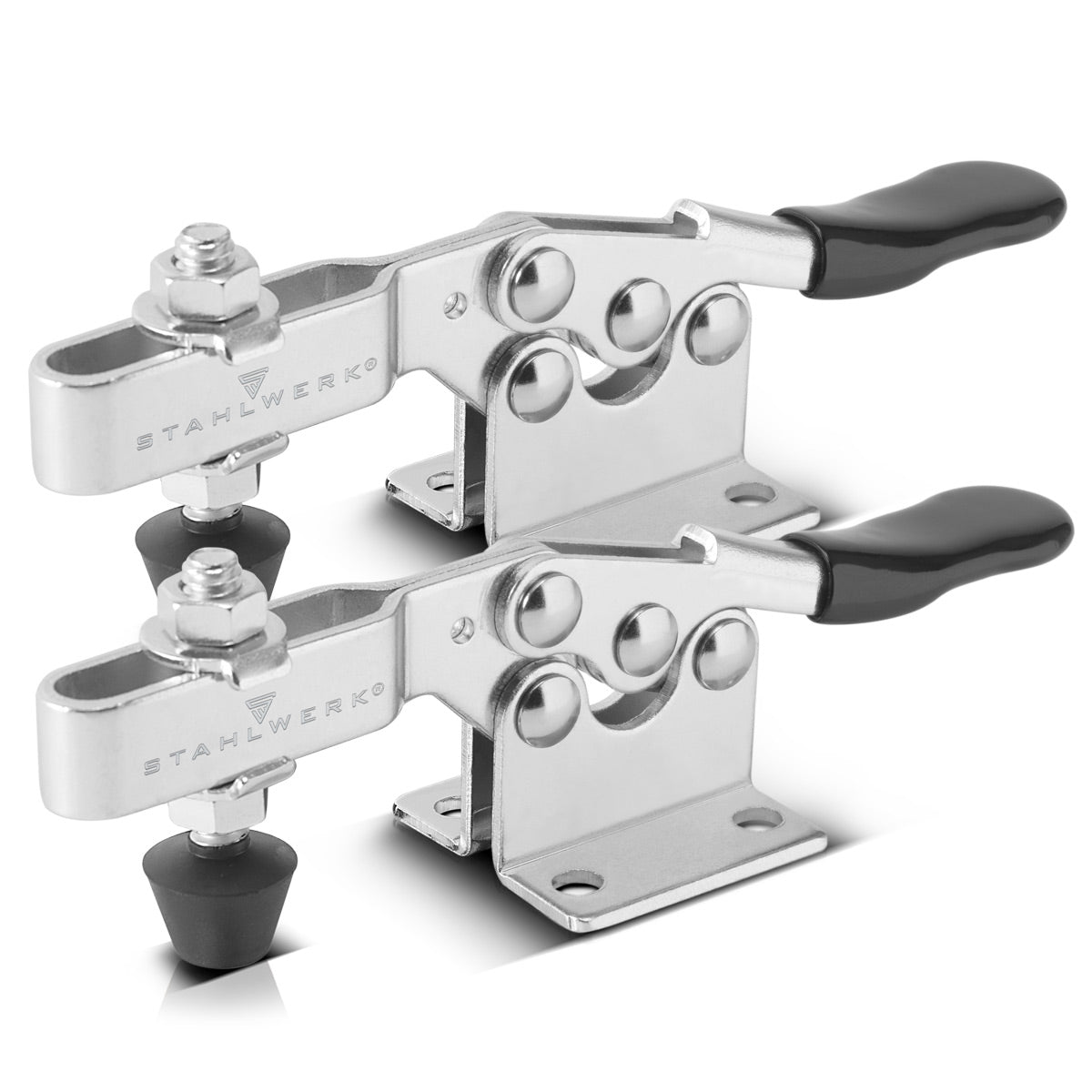 STAHLWERK Knebelklemme TC-90 ST 2er Set mit 90 kg (198 lbs) Spannkraft, robuster Schnellspanner / Senkrechtspanner / Kniehebelspanner aus rostfreiem Stahl