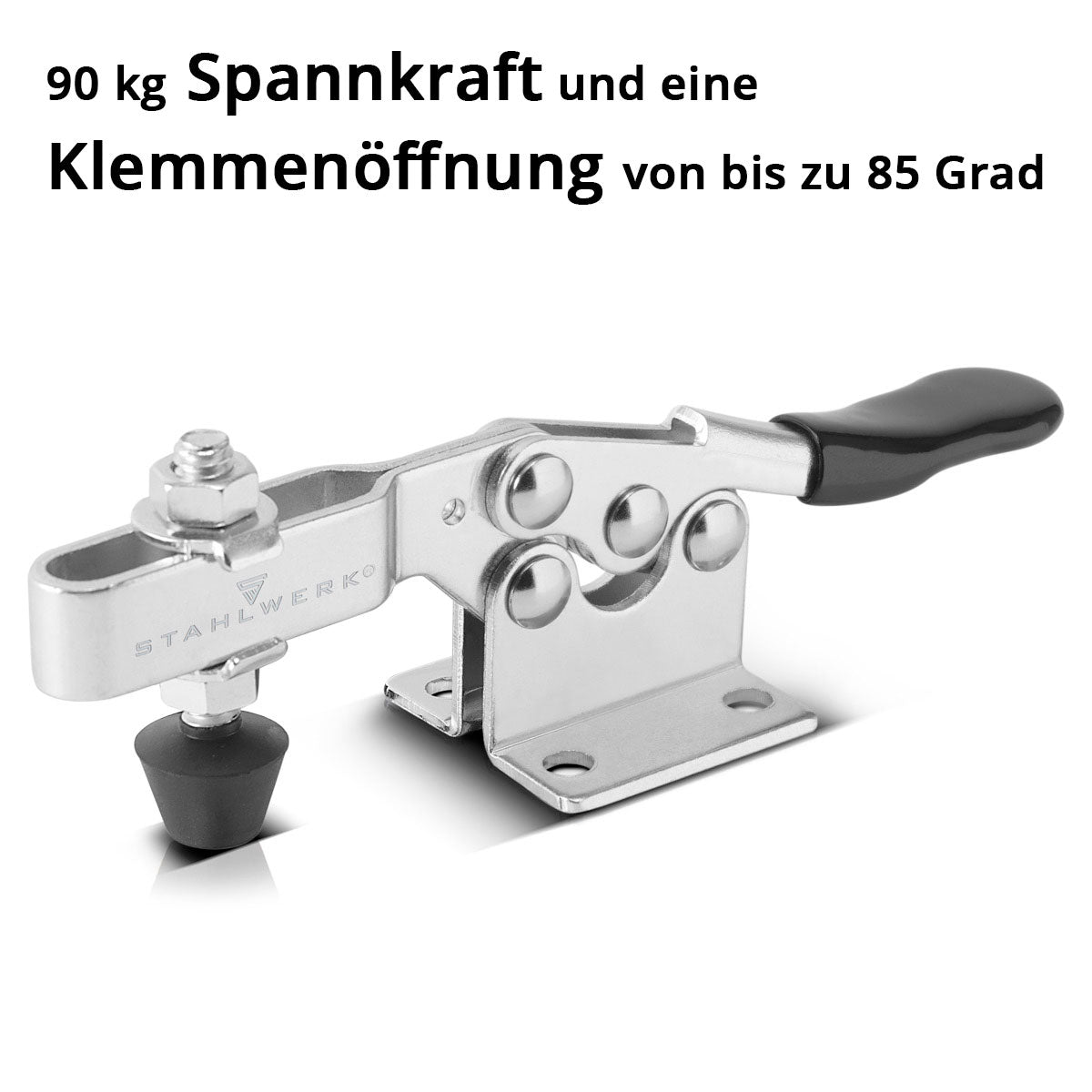 STAHLWERK Knebelklemme TC-90 ST 2er Set mit 90 kg (198 lbs) Spannkraft, robuster Schnellspanner / Senkrechtspanner / Kniehebelspanner aus rostfreiem Stahl