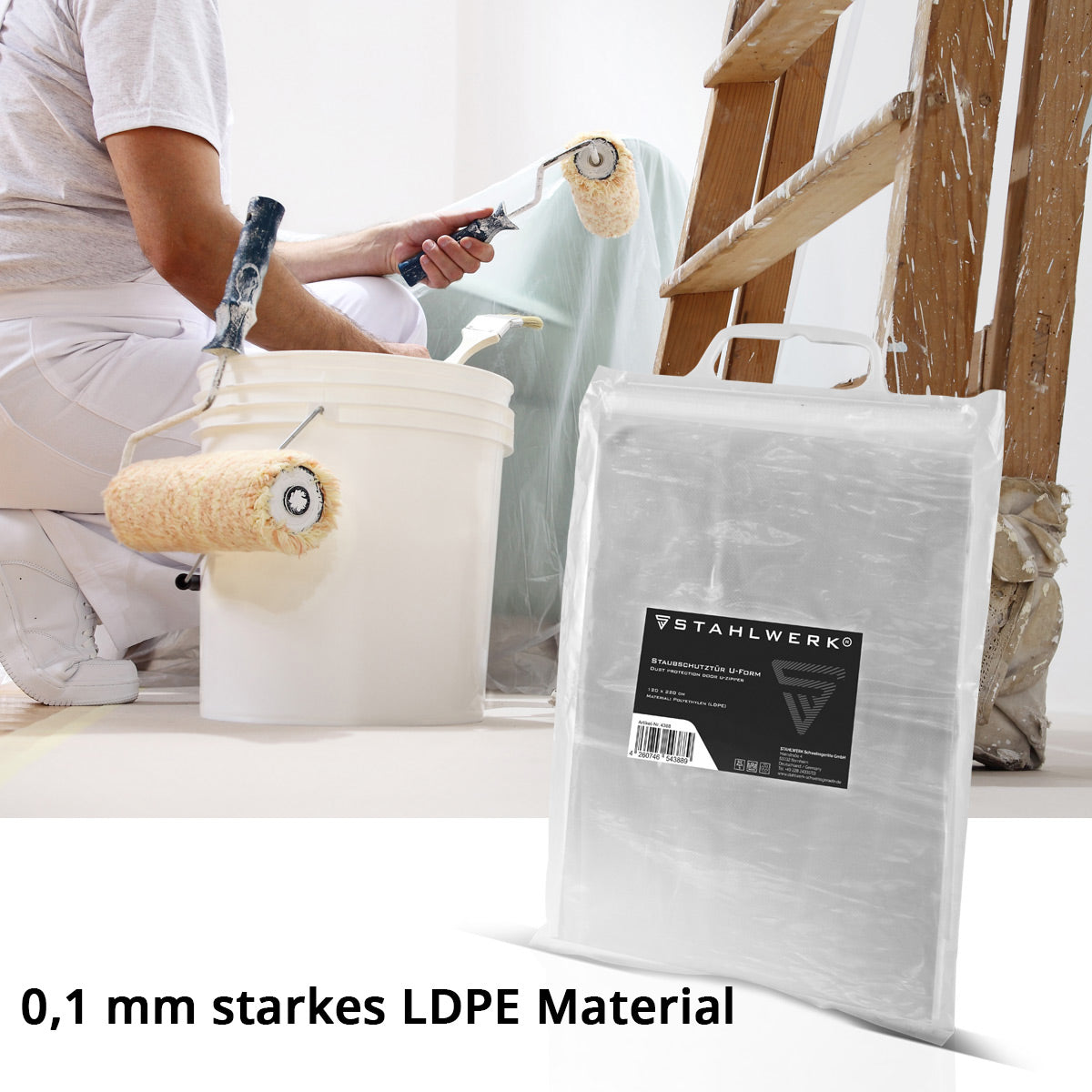 STAHLWERK dust protection door set of 3 U-shaped dust door / dirt trap / dust curtain with integrated zipper