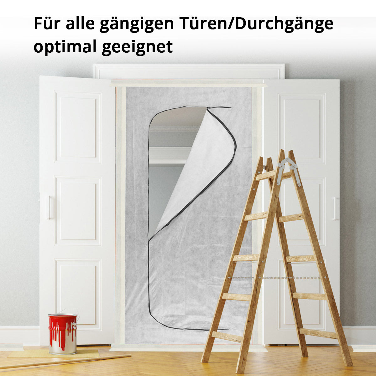STAHLWERK dust protection door set of 2 C-shape dust door / dirt trap / dust curtain with integrated zipper