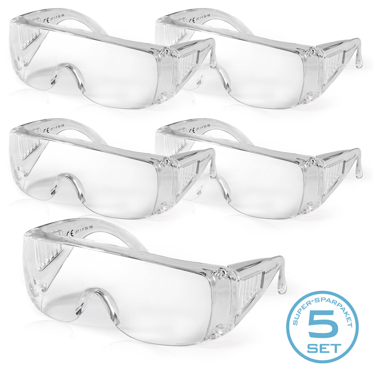 STAHLWERK Kratzfeste Schutzbrillen im 5er Set Überbrille / Perfekte Ergänzung zur Arbeitsschutzausrüstung