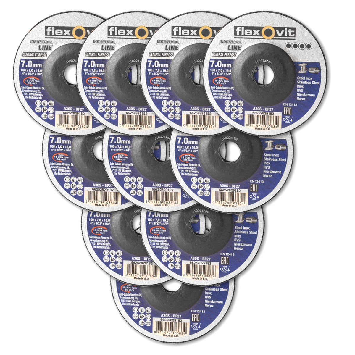 Disque abrasif et disque abrasif STAHLWERK 100 x 7 mm pour métal et acier inoxydable en lot pratique de 10 pour le meulage, l'ébauche, l'ébavurage