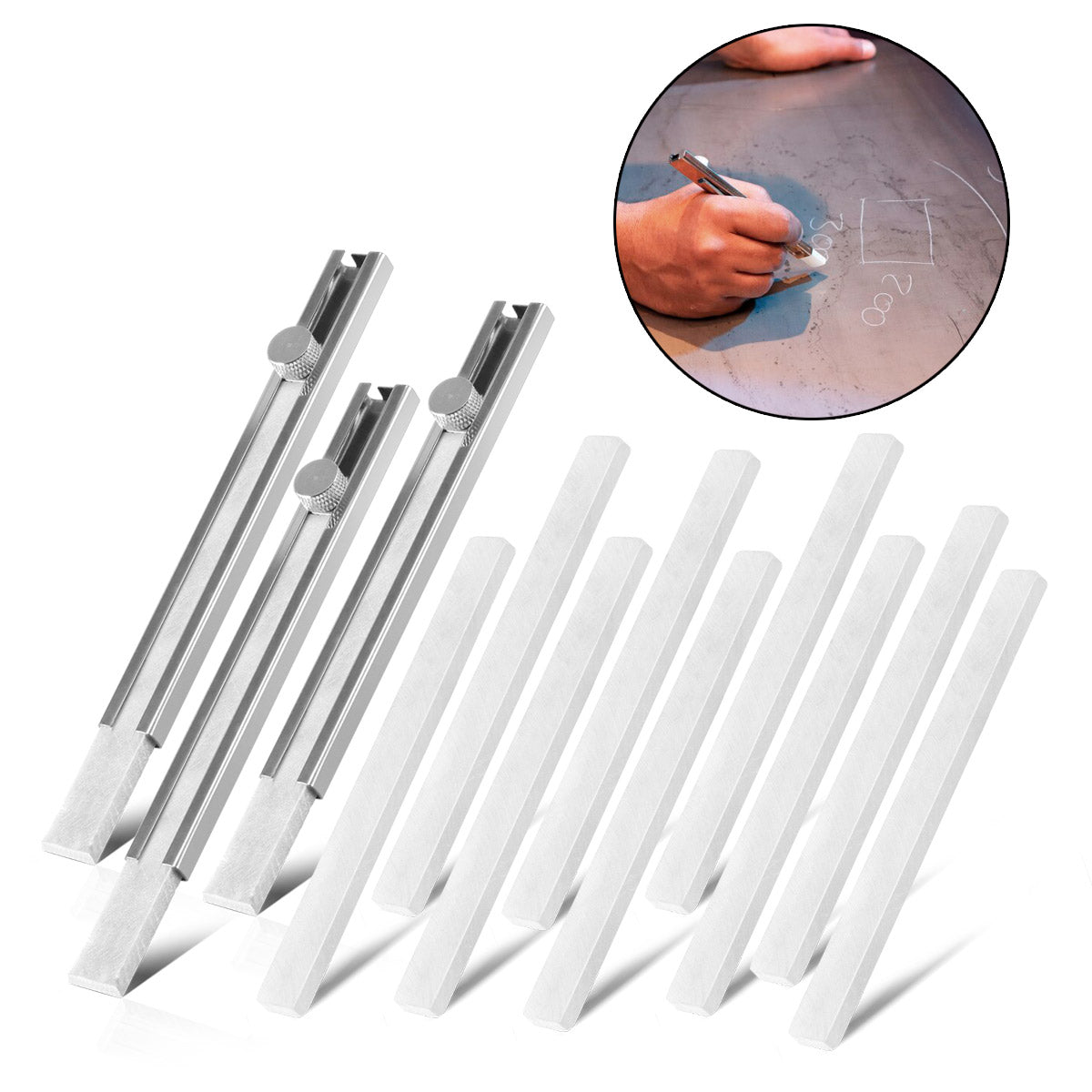 STAHLWERK welding chalk in a set of 3 welding marker pens with 4 pieces of soapstone chalk each