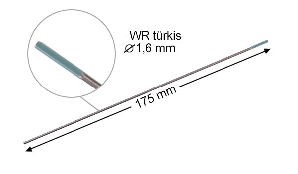 Electrodos de tungsteno / electrodos de soldadura STAHLWERK WR turquesa 1,6 x 175 mm práctico juego de 10