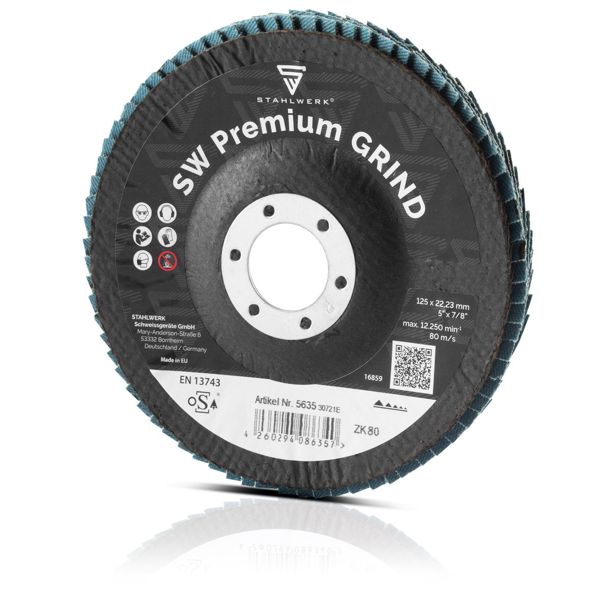 STAHLWERK PREMIUM GRIND P80 disco abrasivo de láminas y discos de láminas Ø125 mm juego de 10