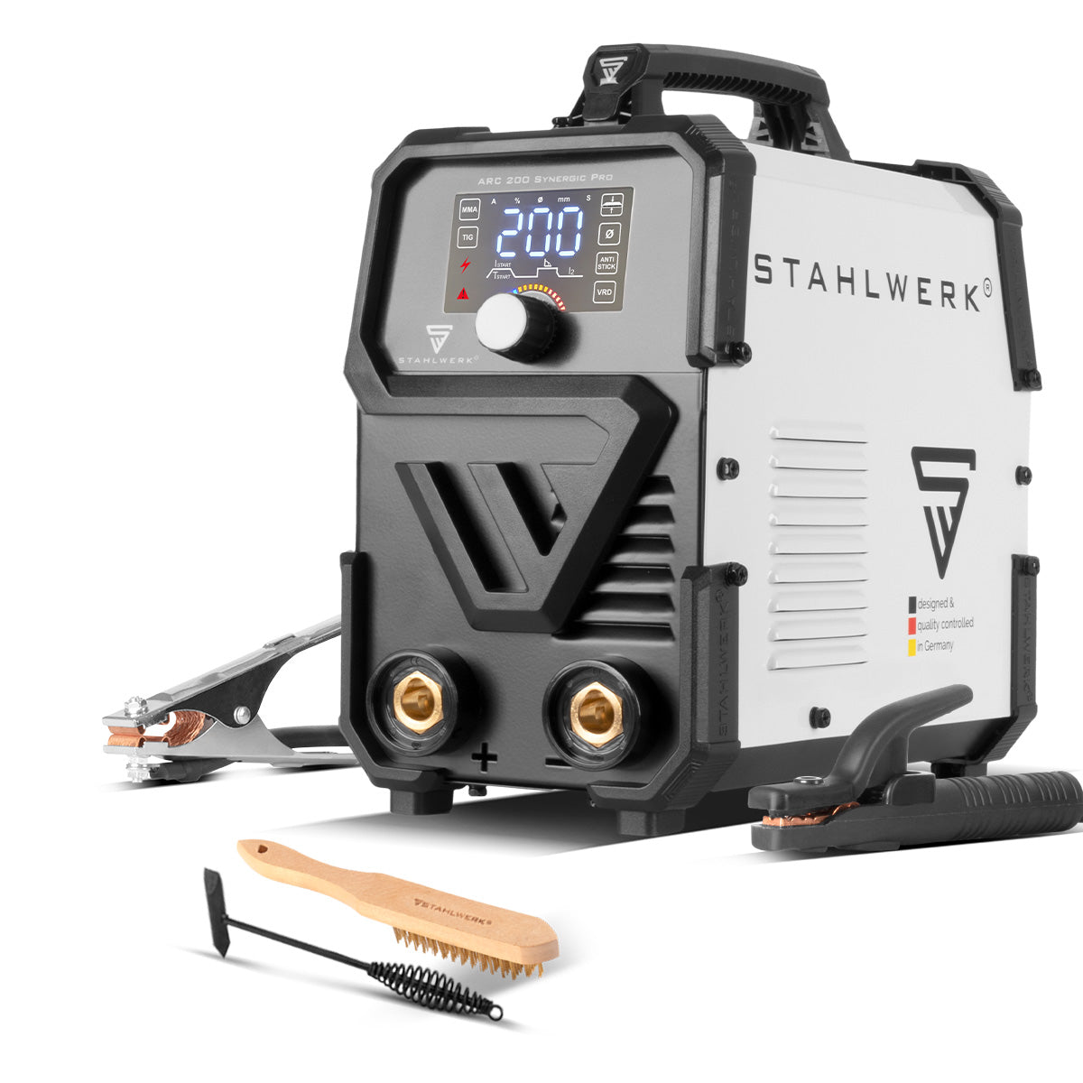 Poste de soudage à électrode STAHLWERK ARC 200 Synergic Pro, MMA entièrement synergique | E-main | Onduleur Lift-TIG avec 200 ampères et technologie IGBT