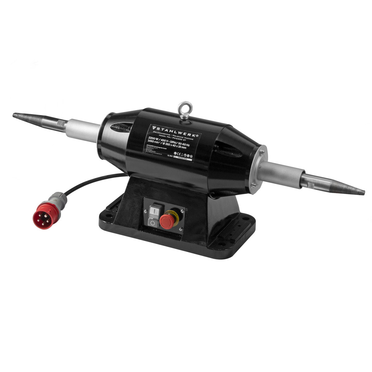 Pulidora de mesa de trabajo STAHLWERK PM-2200 ST de calidad industrial con 2200 W y 1450 revoluciones por minuto para piezas y componentes metálicos