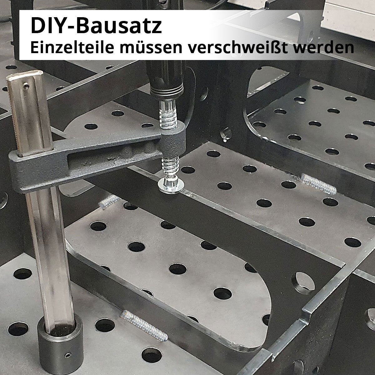 STAHLWERK Table de soudage 3D WT-100 3D ST avec capacité de charge de 1 000 kg, système de trous D16 et plan de travail 6 mm 100 x 80 cm, table de montage en kit pour auto-soudage en acier au carbone avec pieds de nivellement