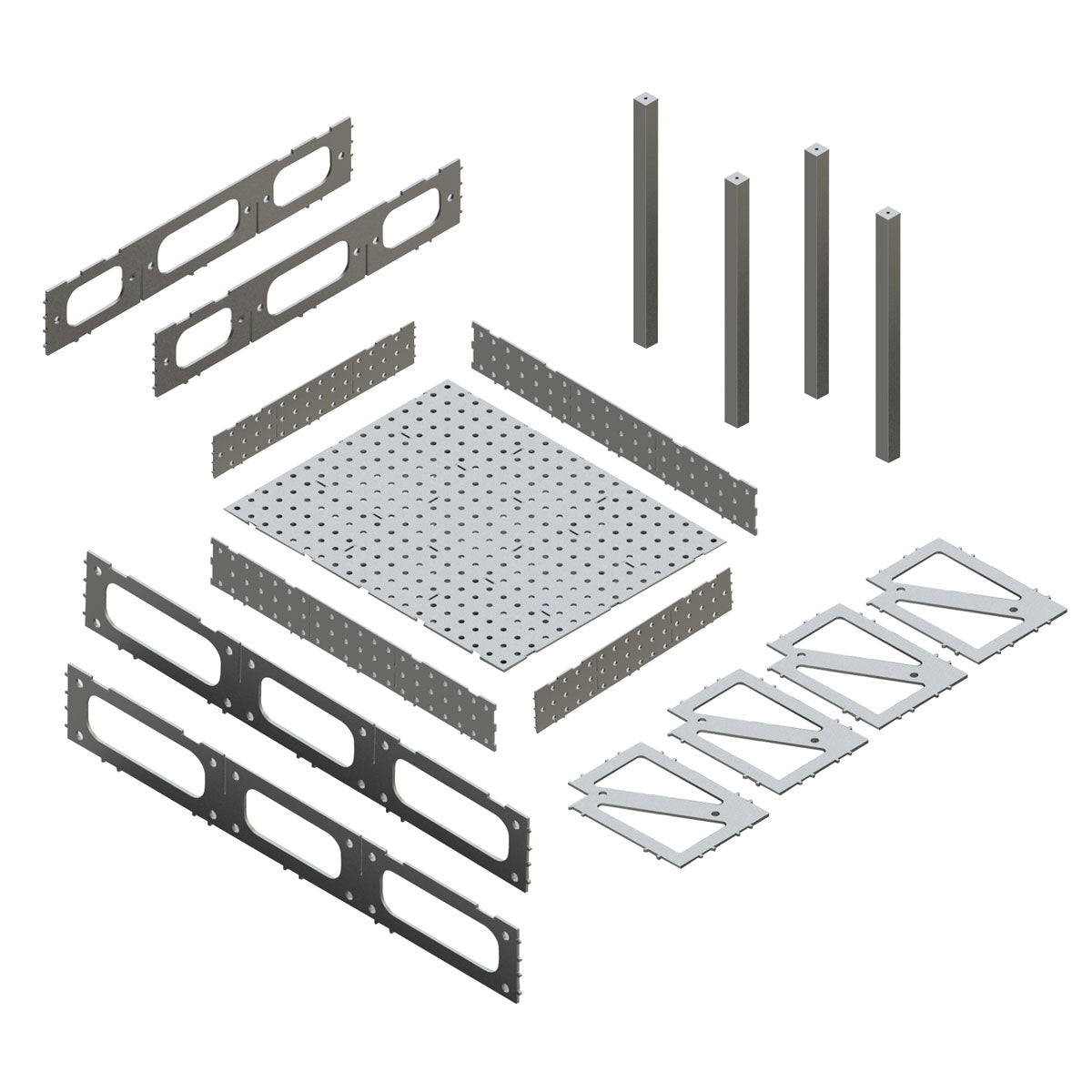 STAHLWERK Table de soudage 3D WT-100 3D ST avec capacité de charge de 1 000 kg, système de trous D16 et plan de travail 6 mm 100 x 80 cm, table de montage en kit pour auto-soudage en acier au carbone avec pieds de nivellement