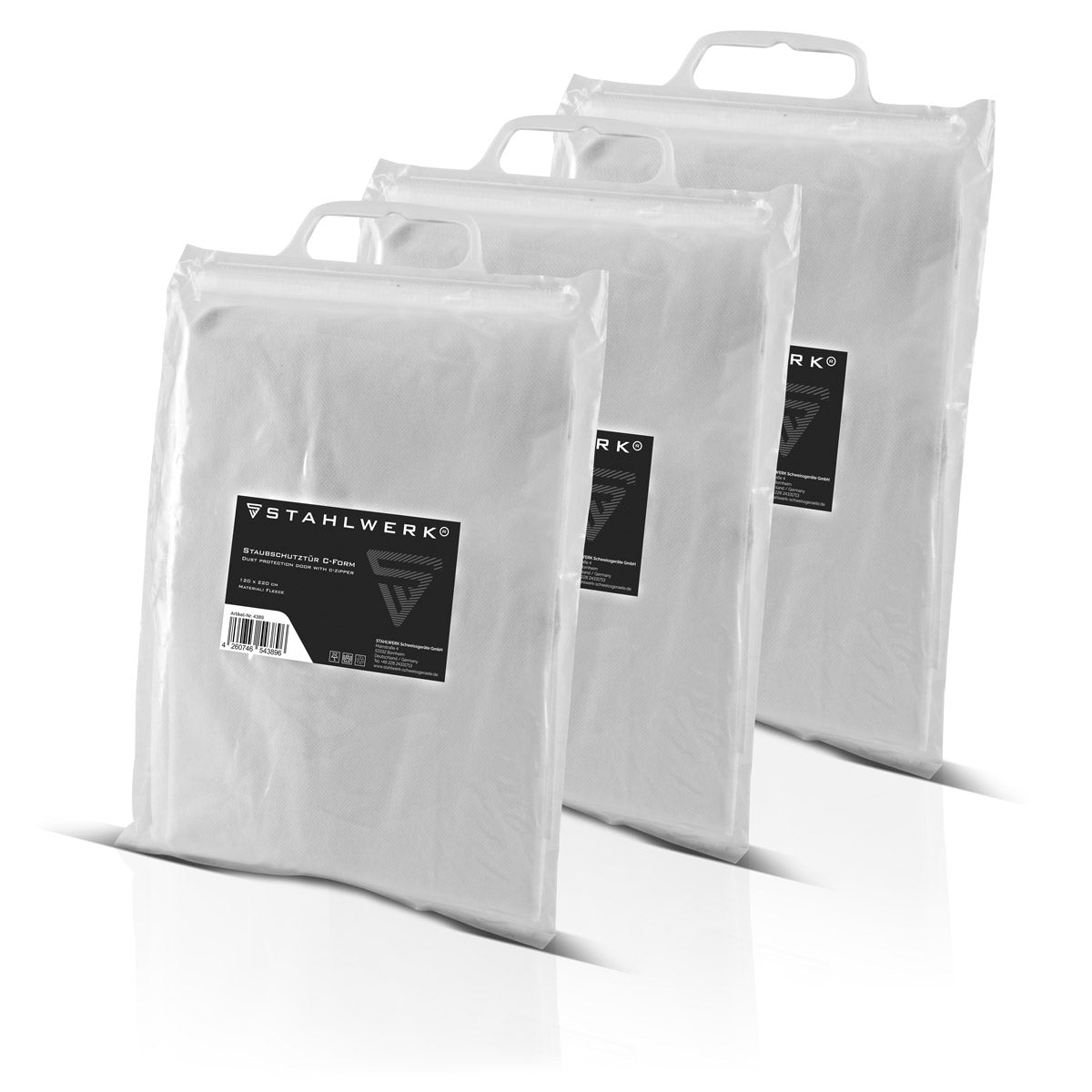 STAHLWERK dust protection door set of 3 C-shaped dust door / dirt trap / dust curtain with integrated zipper