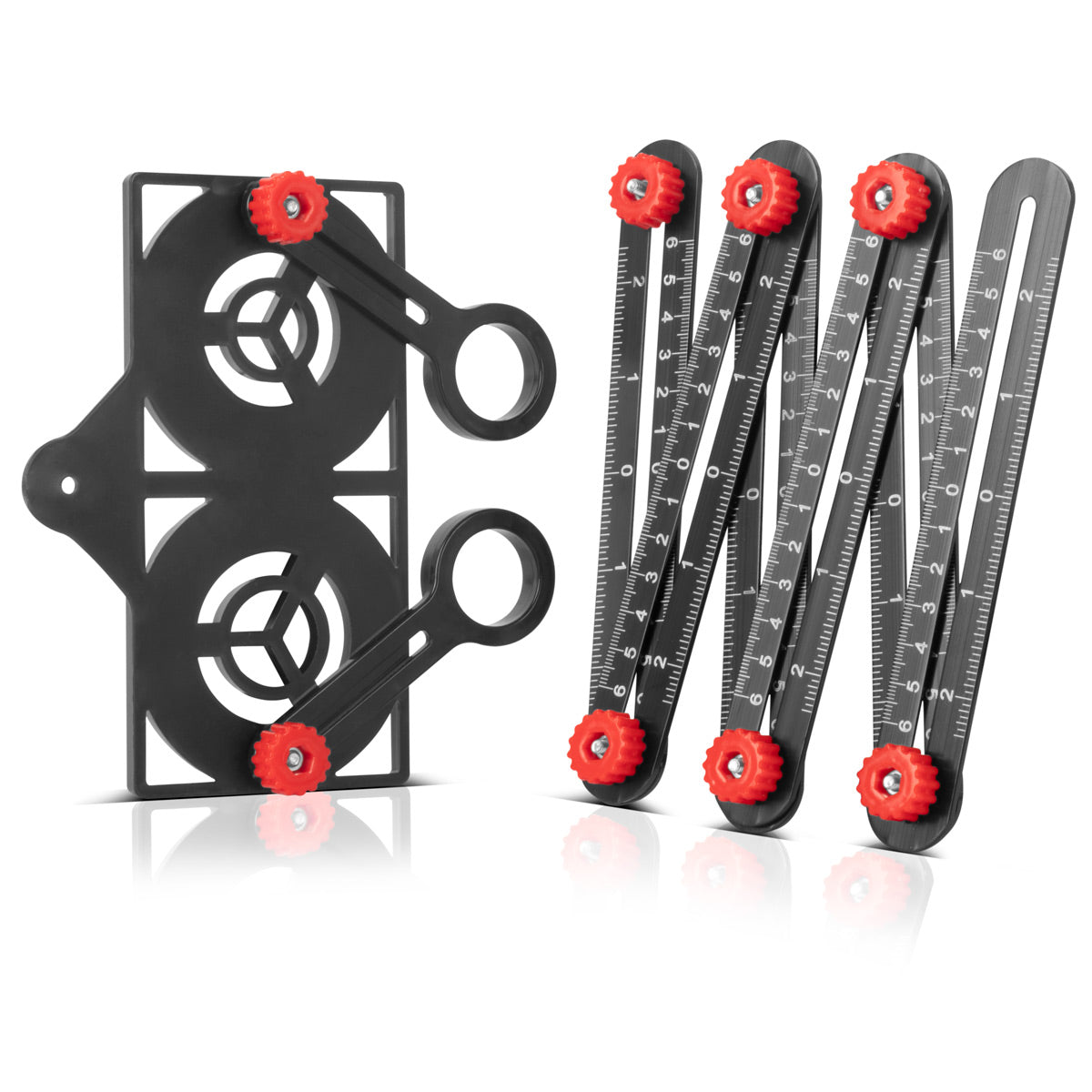 STAHLWERK 6-in-1 multi-angle measuring ruler for precise creation of stencils, high-quality angleizer | Angle template | contour gauge | Template Tool | Aluminum measuring tool