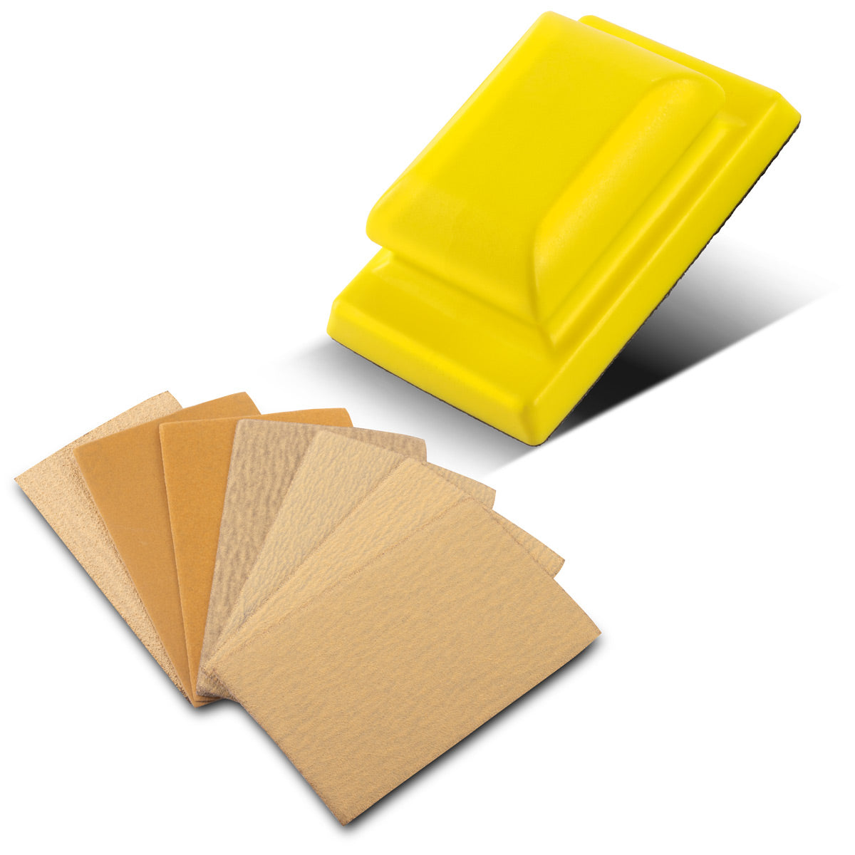 STAHLWERK hand sanding block set with P80 | P100 | P120 | P150 | P180 | P240 | P320 grit sanding block | Abrasive sponge | Hand sander made of PU foam with Velcro abrasive 70 x 115 mm