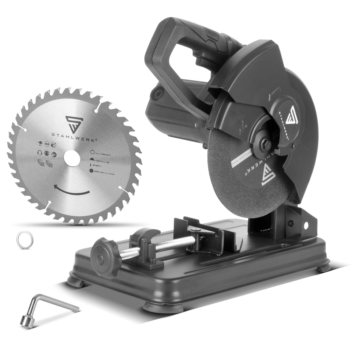 STAHLWERK Metall-Trennsäge MT-205 ST Kappsäge | Gehrungssäge | Metallsäge mit 1.200 W und 5.000 U/min zum professionellen Schneiden von Stahl, NE-Metallen, Eisen- und Guss-Profilen