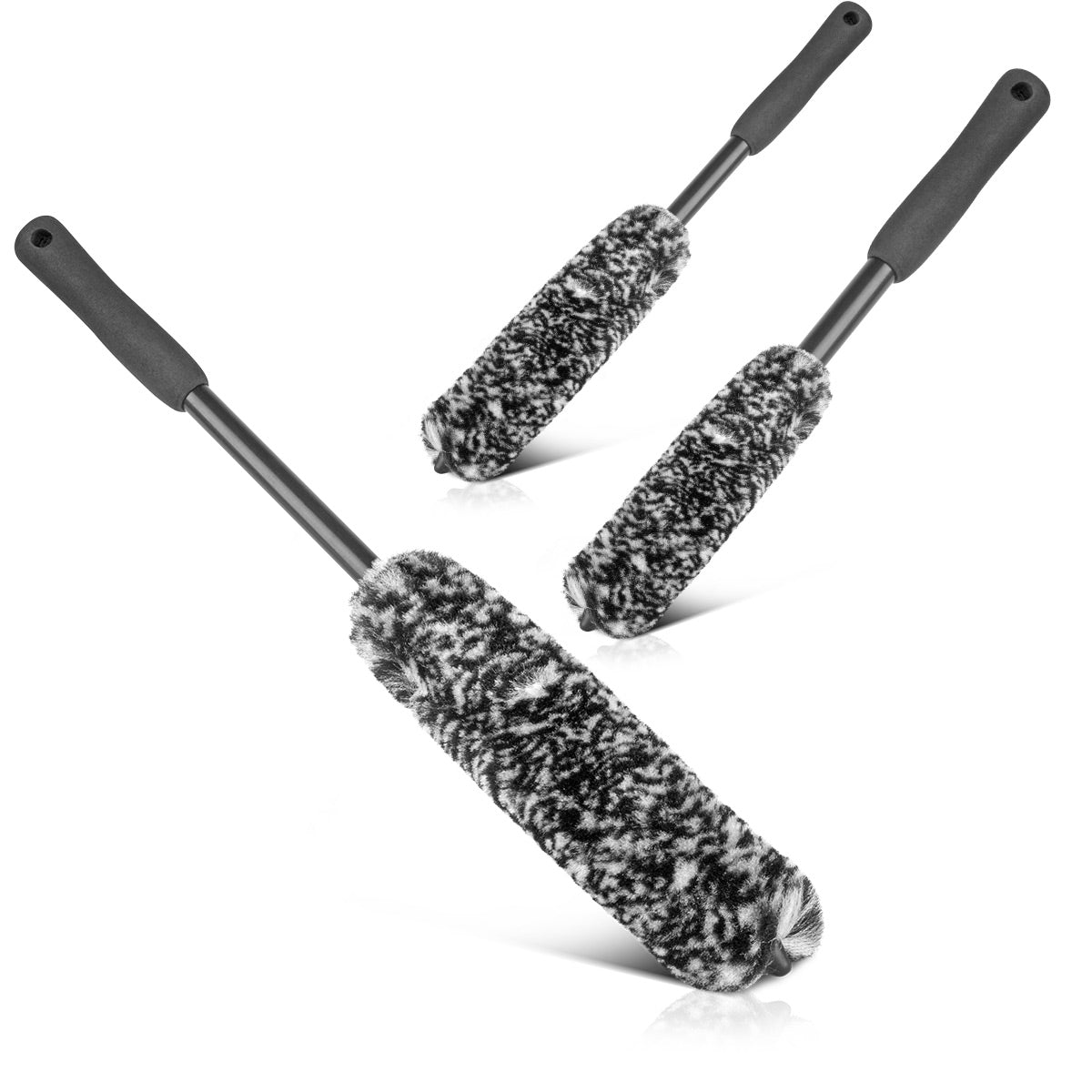 STAHLWERK cepillo para llantas juego de 3 cepillos para limpieza de automóviles | Cepillo para detalles | Cepillo de ruedas | Cepillo de cuidado | Cepillo de lavado de coches | Cepillo universal para limpiar superficies sensibles.