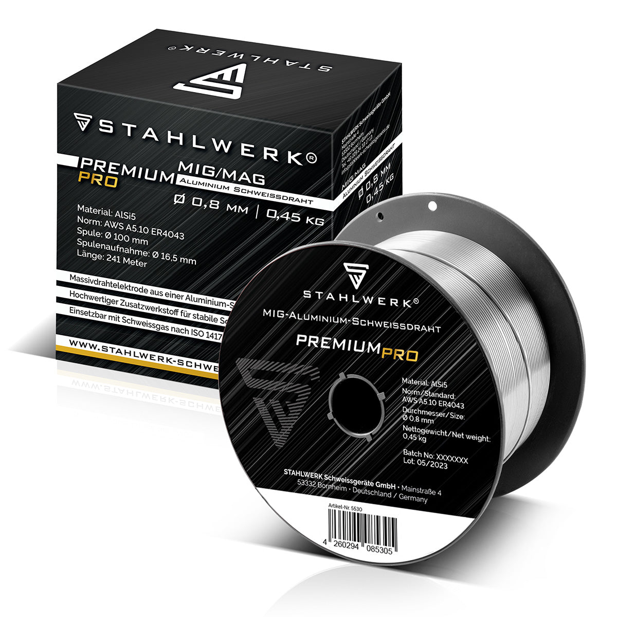Fil à souder aluminium STAHLWERK MIG MAG ER4043 Si5 (ALSI-5) Ø 0,8 mm Rouleau de fil 0,45 kg