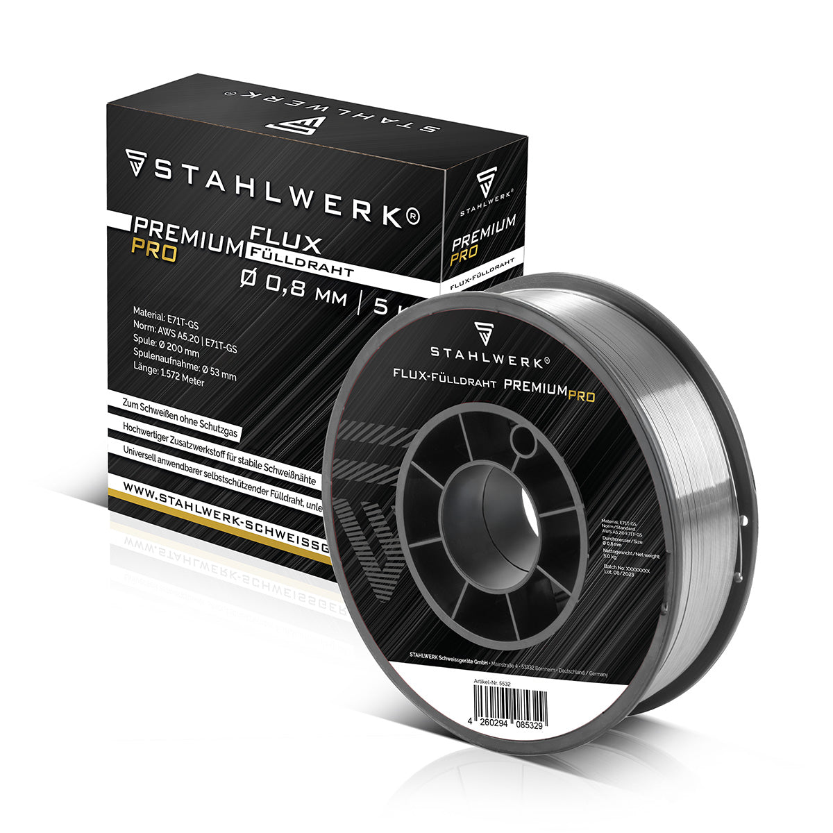 STAHLWERK MIG MAG Premium Fülldraht E71T-GS Ø 0,8 mm S200/ D200 Rolle 5 kg