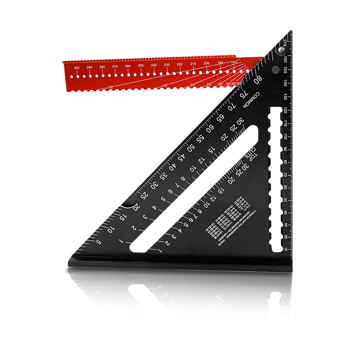 STAHLWERK triángulo angular con tope transportador de aluminio | Prueba con el triángulo cuadrado | ángulo de carpintero | Escuadra multifuncional para medir, marcar, marcar y dibujar con precisión