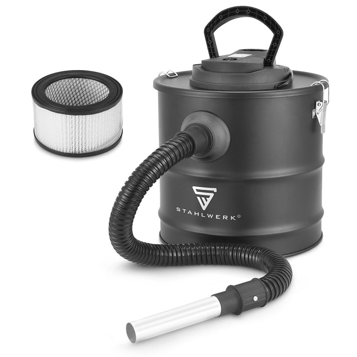 Aspirador de cenizas STAHLWERK VCL-1000 ST | Aspirador de horno con depósito de suciedad de 20 litros | Potencia de 1000W | Aspirador de chimenea con filtro HEPA | Función de soplado | Para cenizas frías, horno, grill, taller.