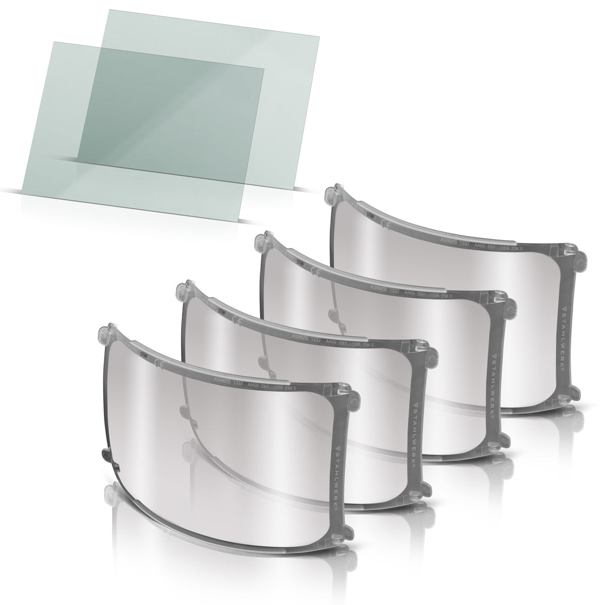 STAHLWERK Schweißhelm Vorsatzscheiben 6er Set, Innen-Ersatzgläser | Schweißschutzglas | Ersatzscheiben für Vollautomatik Schweißhelme | MASTER