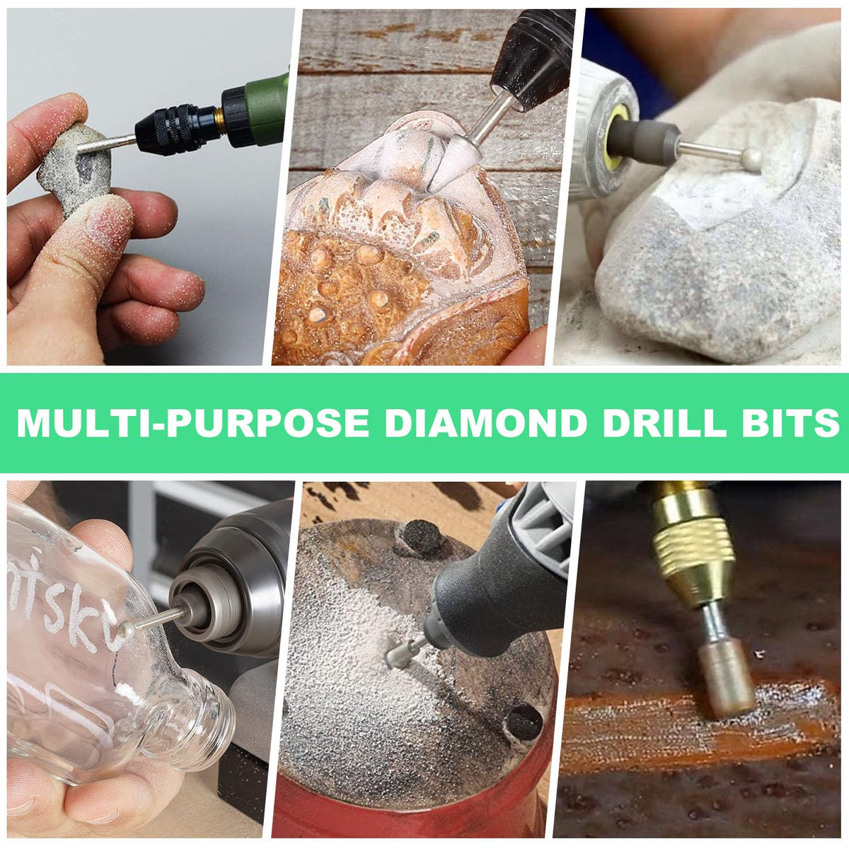 Penna per incisione USB Set di 50 frese diamantate, frese diamantate per pietra, vetro, ceramica, intaglio, molatura, lucidatura, incisione, foratura, argento
