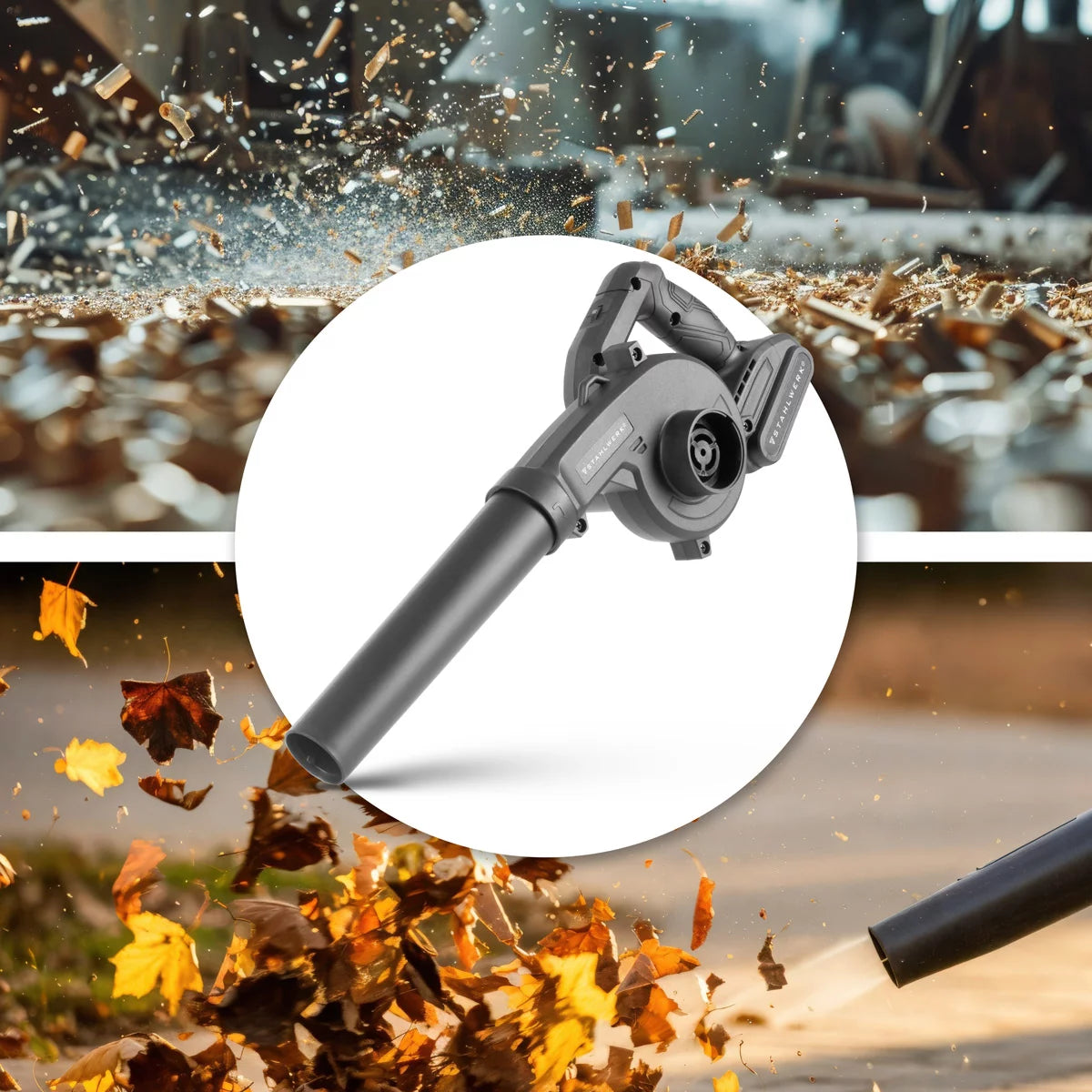 STAHLWERK mini-souffleur à batterie MAG-20 ST | Souffleur de feuilles sans fil 20 volts avec 2 Ah | Souffleur universel portable pour le nettoyage des jardins et des rues | Aspirateur à feuilles sans balais Souffleur compact 98 m/s | 0 - 18 000 tr/min