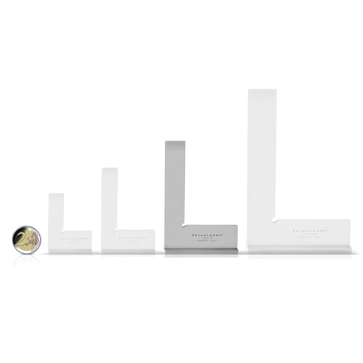 STAHLWERK stop square 90° 100 x 70 mm DIN 875/1 locksmith square / angle stop / precision square made of stainless steel