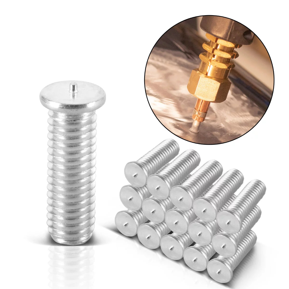 STAHLWERK Aluminium Schweissbolzen M5 Gewinde 200er Set, Smart Repair Zubehör für Ausbeulspotter / Dellenlifter / Punktschweissgerät / Ausbeulwerkzeug zur professionellen Reparatur von Kfz Karosserien