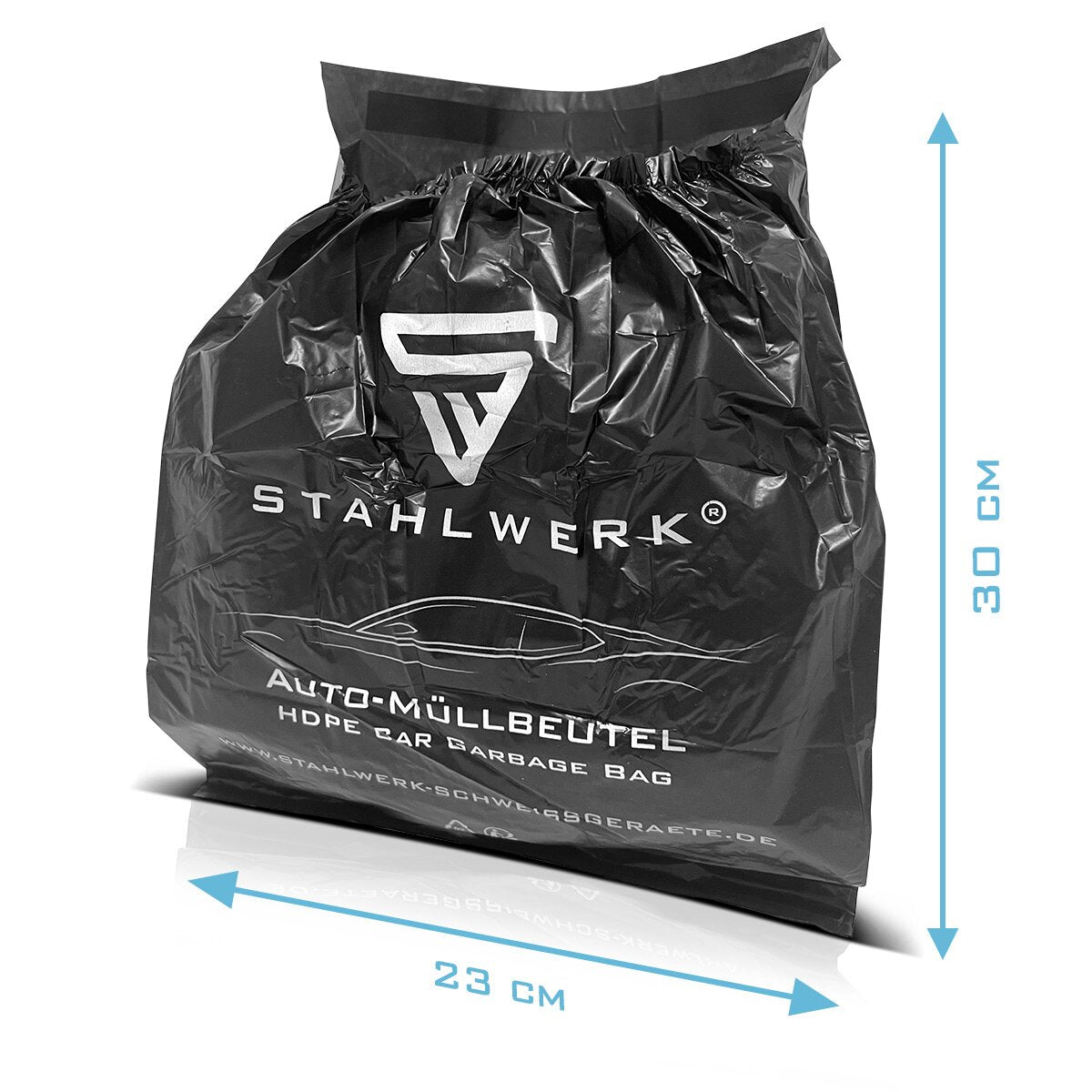 Sacs poubelles de voiture STAHLWERK 30 pièces Sacs poubelles extra résistants 23 x 30 cm | Sacs poubelles | Sacs poubelles | Sacs poubelles en plastique HDPE indéchirable