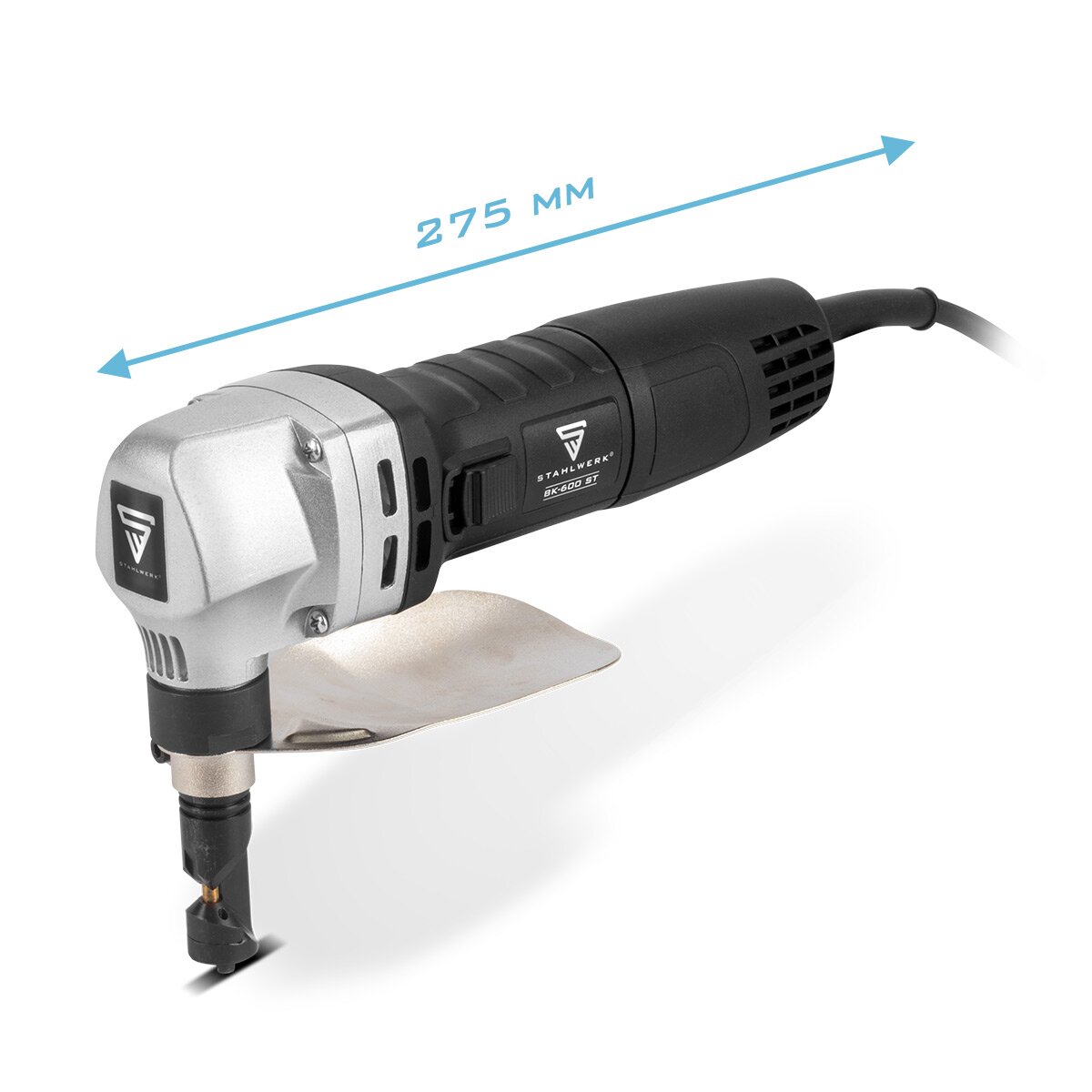 Hoja de acero Nibbler de metal BK-600 ST con 600 W y 2,000 rpm de hasta 2.5 mm de profundidad de corte de tijeras de chapa eléctrica | Blechschneider | Mordisco | Knabber | Tijeras de hojalata | Mordisco de metal | Mordisco