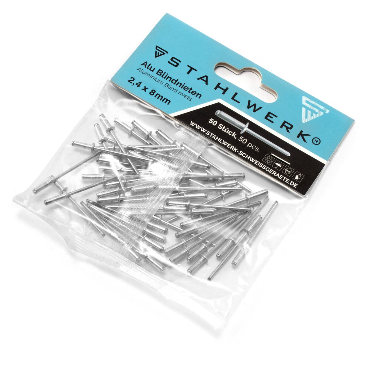 STAHLWERK HNZ-130 ST Robust professional lever rivet pliers and mandrel pliers / blind rivet pliers made of nickel-plated chrome molybdenum steel - 8-piece set including 200 rivets and 5 interchangeable inserts