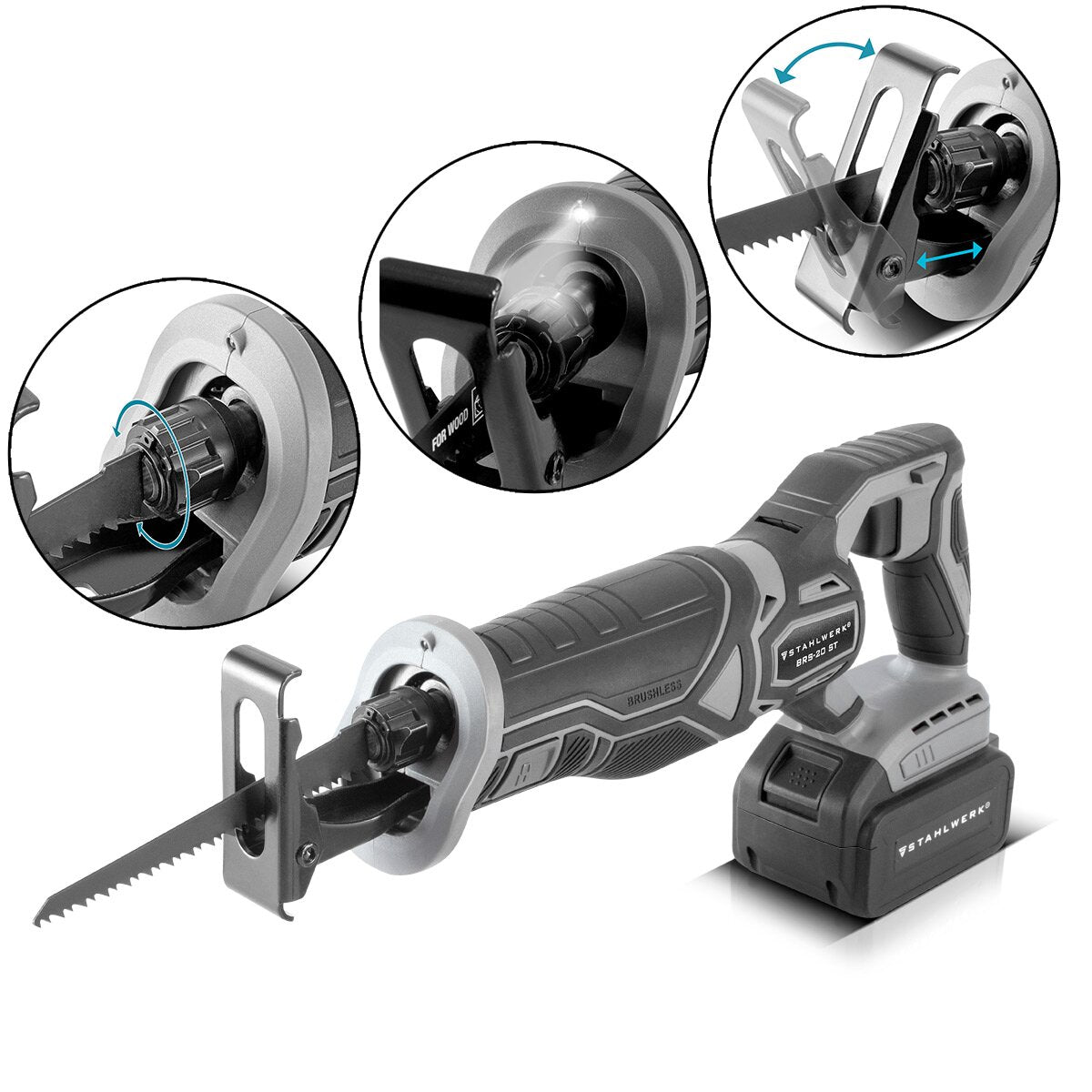 STAHLWERK brushless battery set | Hand circular saw AKS-20 ST | Oscillating multifunctional tool OMTB-20 ST | Reciprocating saw BRS-20 ST | Drill driver ABS-18 ST