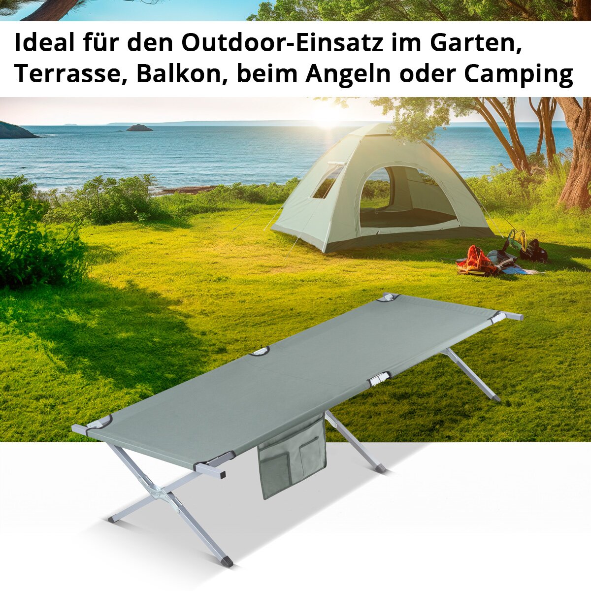 STAHLWERK tumbona de camping CL-190 ST cama plegable con capacidad de carga de 150 kg Cama de camping de 190 x 63 cm | cama plegable | cama plegable | Tumbona plegable | Cama de invitados | Tumbona plegable con bolsa de transporte.