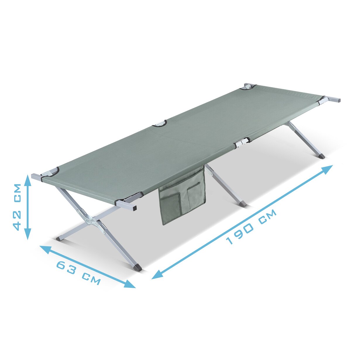 STAHLWERK tumbona de camping CL-190 ST cama plegable con capacidad de carga de 150 kg Cama de camping de 190 x 63 cm | cama plegable | cama plegable | Tumbona plegable | Cama de invitados | Tumbona plegable con bolsa de transporte.