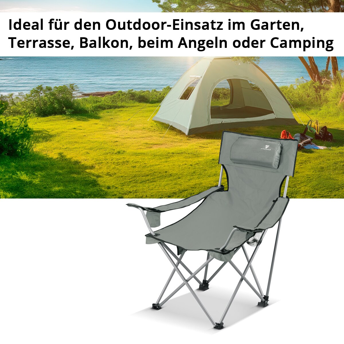 STAHLWERK camping chair CS-95 ST garden chair | Folding chair | folding chair | Fishing chair | Folding chair | folding chair | Fishing chair with armrest, side pocket, headrest, cup holders and transport bag