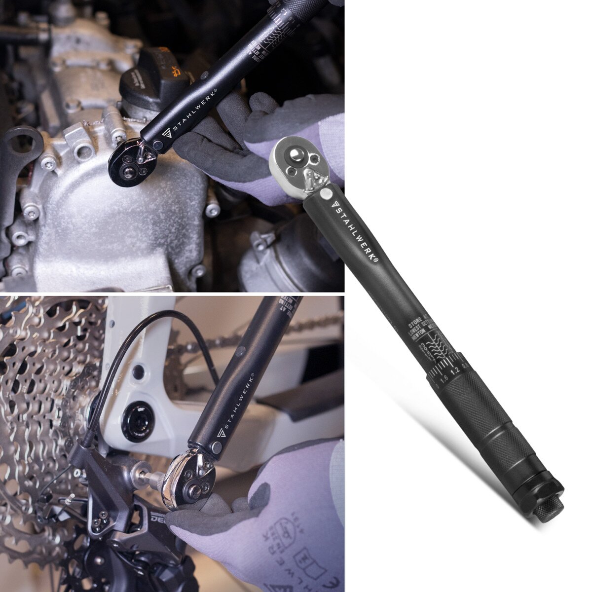STAHLWERK Drehmomentschlüssel TW-25 ST 5-25 Nm 1/4“ Zoll Umschaltknarre | Ratschenschlüssel | Ratsche | Knarre mit Mikrometerskala