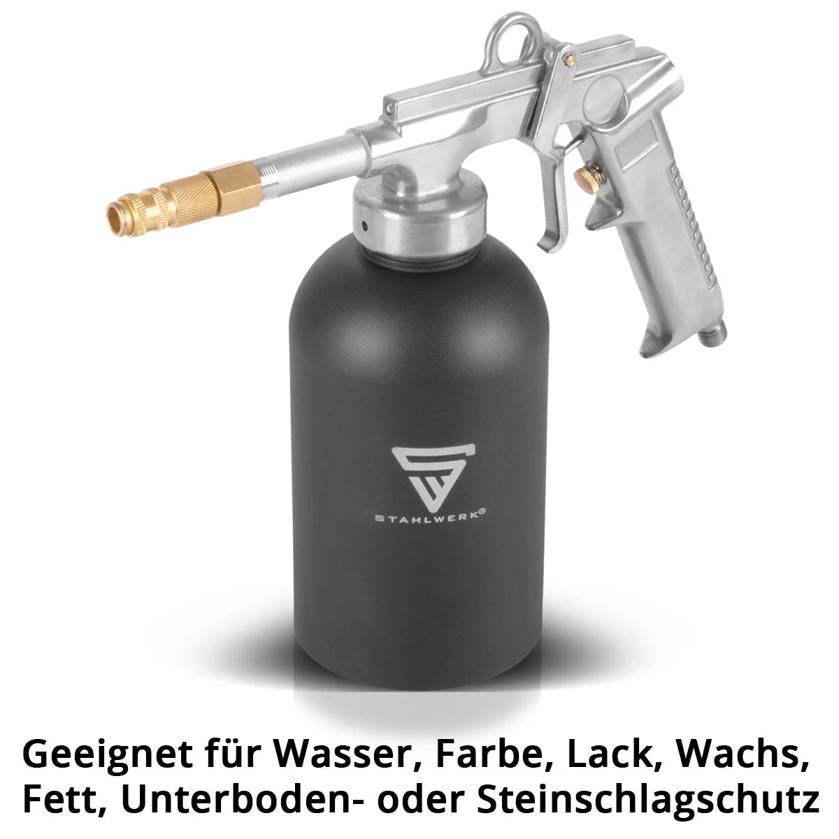 STAHLWERK Rostschutz-Sprühpistole 1100 ml 4-6 bar Hohlraumpistole | Druckbecherpistole | Unterbodenschutzpistole | Druckluftpistole | Hohlraumversiegelung | Korrosionsschutz