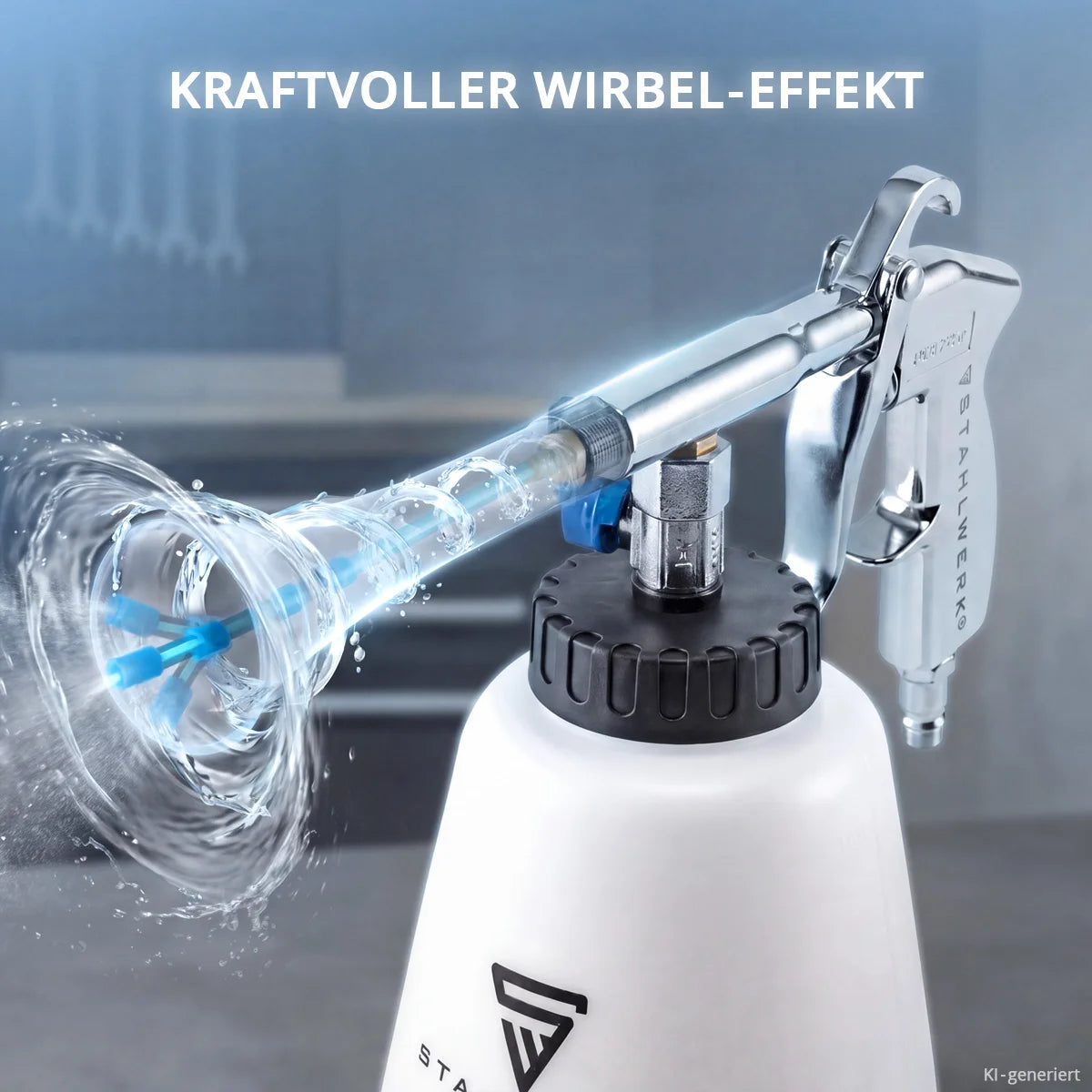 STAHLWERK Druckluft-Reinigungspistole RP-90 ST mit Zubehör-Set | Druckluft-Reiniger mit Wirbel-Effekt | Innenreiniger | Waschpistole | Kfz Ausblaspistole zum Reinigen verschmutzter Oberflächen