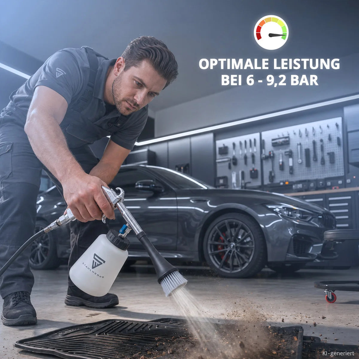 STAHLWERK Druckluft-Reinigungspistole RP-90 ST mit Zubehör-Set | Druckluft-Reiniger mit Wirbel-Effekt | Innenreiniger | Waschpistole | Kfz Ausblaspistole zum Reinigen verschmutzter Oberflächen