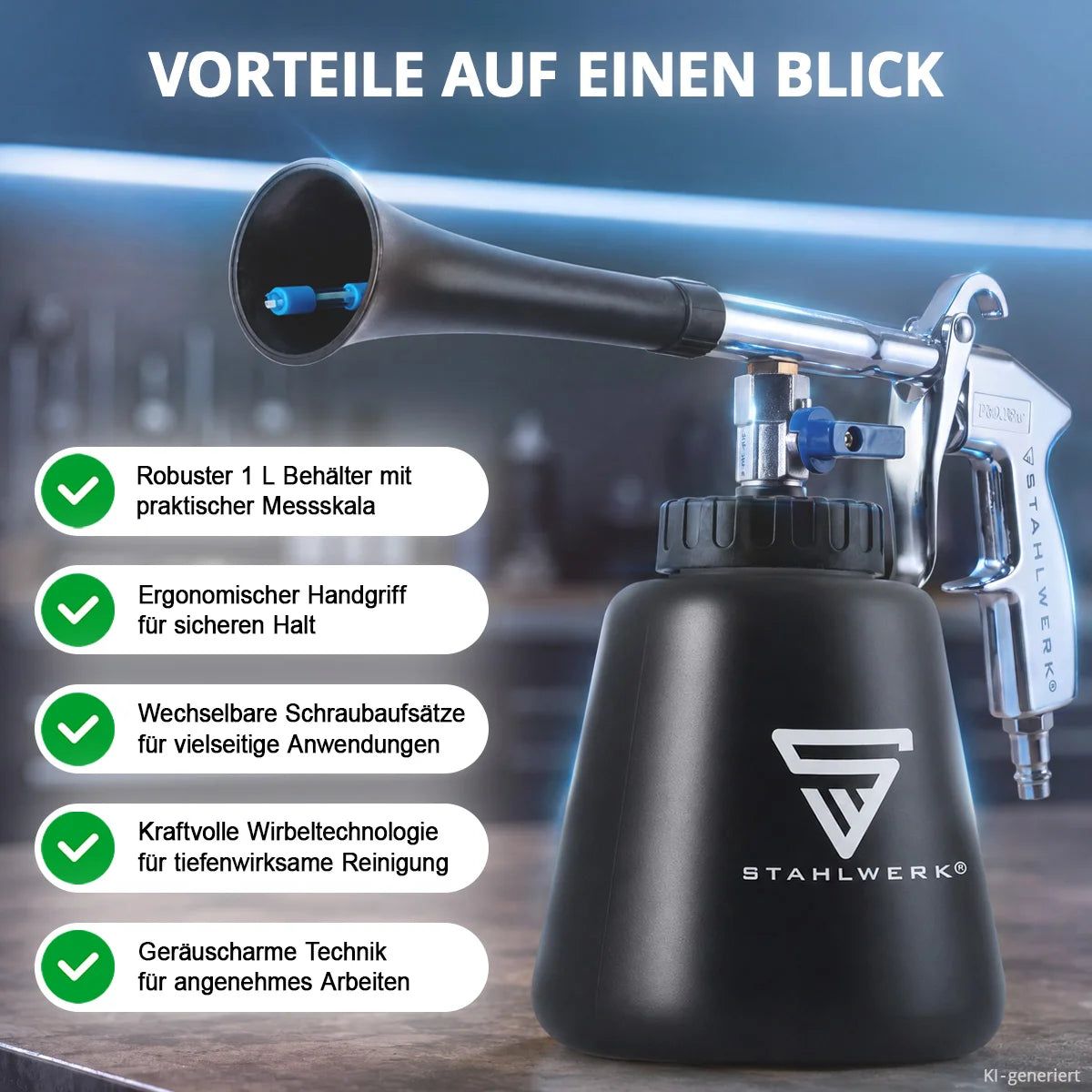 STAHLWERK Druckluft-Reinigungspistole RP-90 ST mit Wirbel-Effekt | Effektiver Druckluft-Reiniger | Innenreiniger | Waschpistole | Kfz-Ausblaspistole für effizientes Reinigen von Oberflächen
