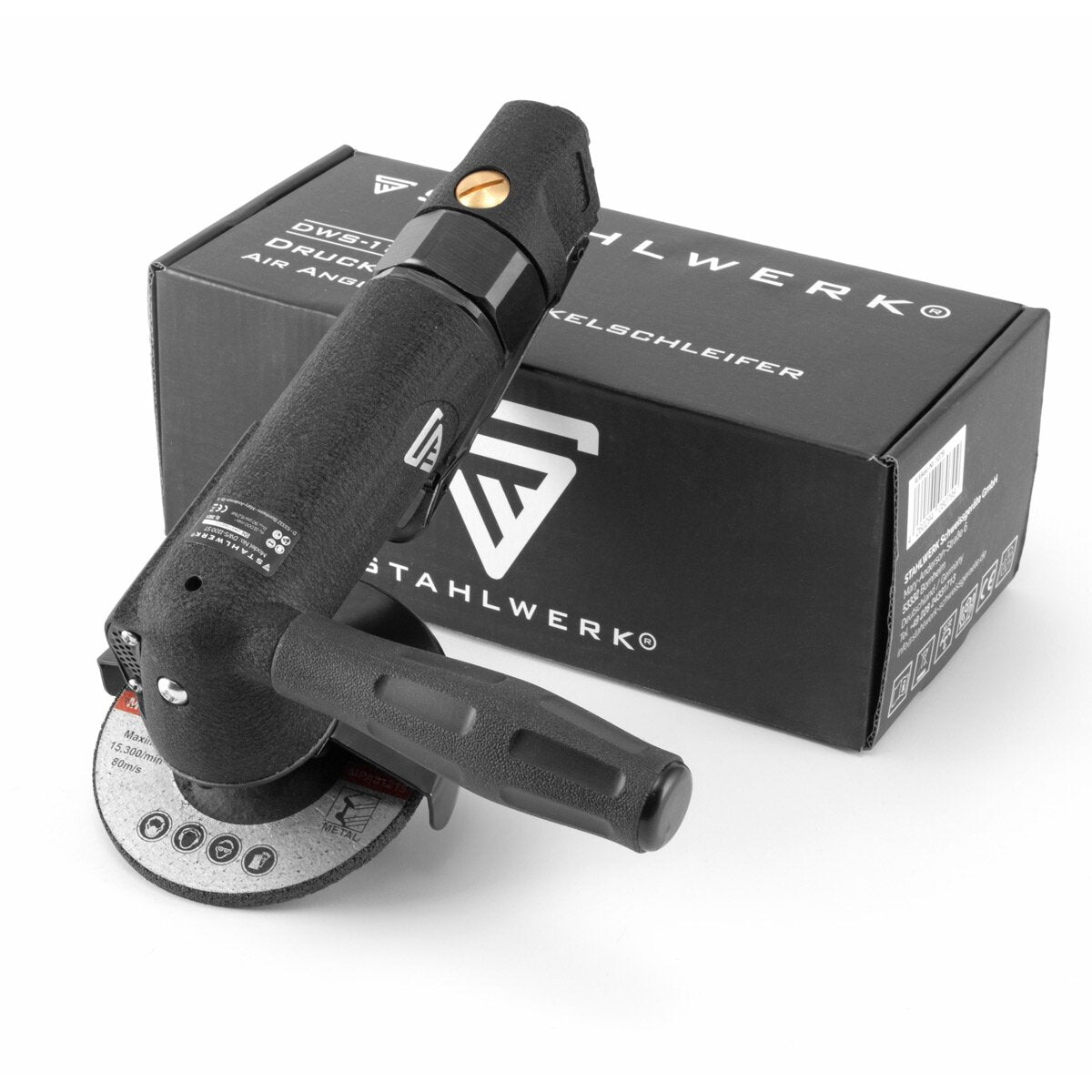 STAHLWERK DWS-1100 ST Professional compressed air angle grinder in industrial design for 100 mm cutting and grinding discs - can be used in the workshop and for automotive work