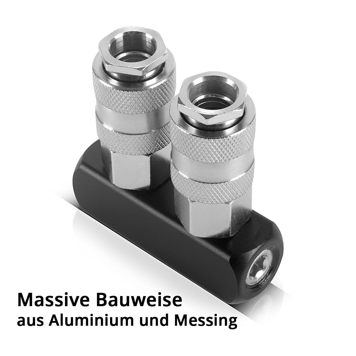 STAHLWERK 2-way compressed air distributor | 2-way distributor connection | Compressed air adapter | Pneumatic distributor up to 35 bar with quick coupling NW 7.2 and 1/4 inch connection thread for compressed air compressors