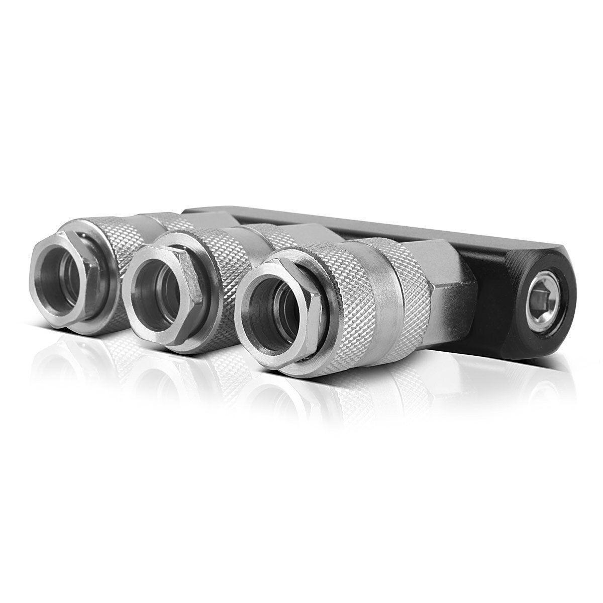 Steelworks Distributore ad aria compressa a 3 volte | Connessione al distributore a 3 vie | Adattatore d'aria compresso | Distributore pneumatico fino a 35 bar con thread di connessione NW 7,2 e 1/4 di pollice per compressori d'aria compressi