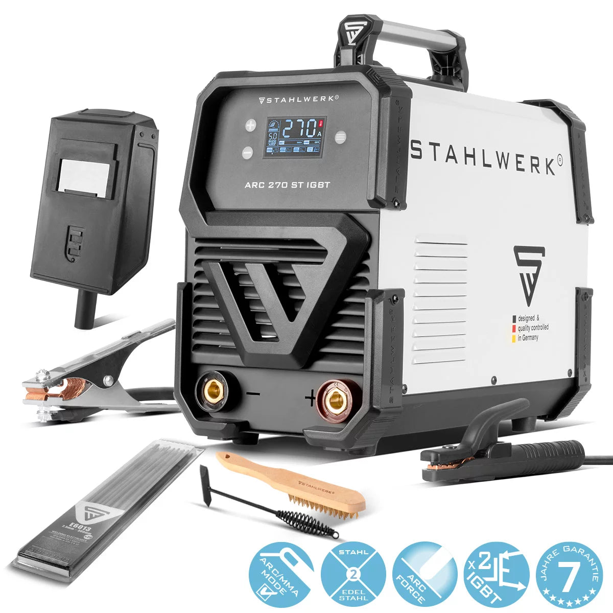 STAHLWERK ARC 270 ST welding machine DC MMA | E-hand inverter welding machine with 270 amps, digital display and IGBT technology