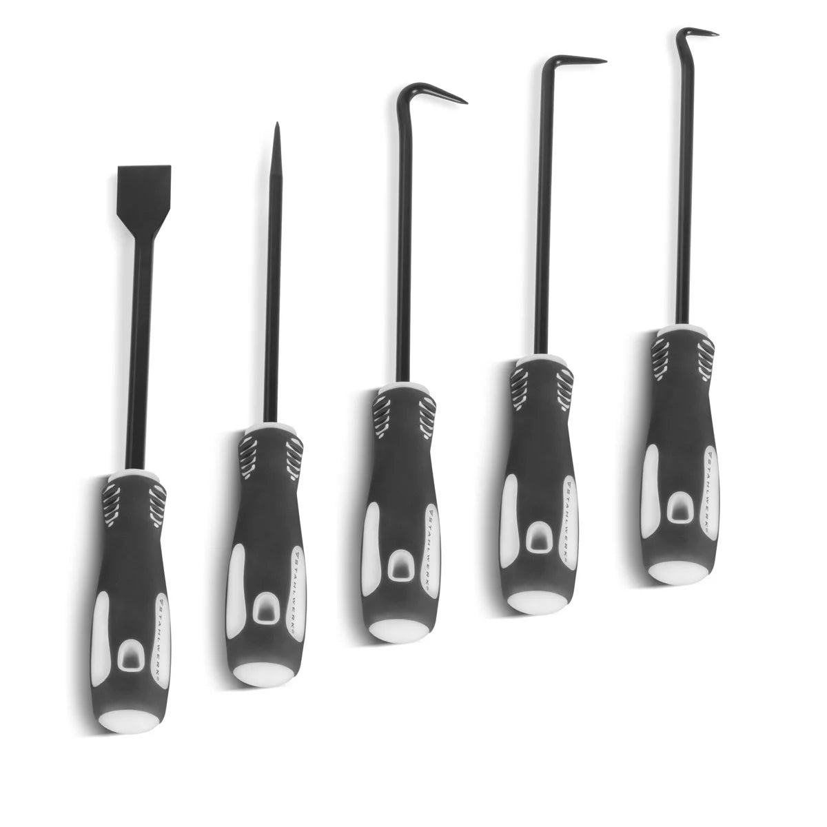 Set di attrezzi a gancio STAHLWERK 12 pezzi | Set ganci | Gancio per ago | Gancio di chiusura | Set di pick per auto | Gancio di precisione | Telescopio magnetico | Strumento per O-ring per rimuovere e inserire le guarnizioni