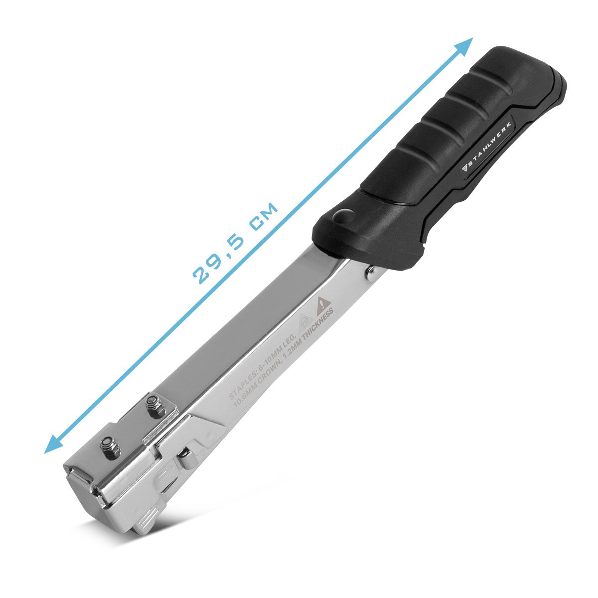 STAHLWERK hammer tacker with 1000 staples, professional tacker | Impact stapler | Hand stapler | Impact stapler | Hammer nailer | staple gun | Stapler for staples 6-10 mm type G