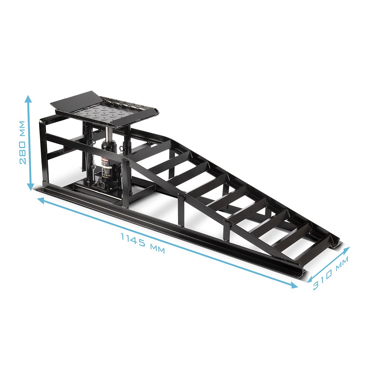 STAHLWERK Hydraulische Auffahrrampe GTH-14 ST 2er Set mit 5 Tonnen Tragkraft Auffahrbock mit Wagenheber | höhenverstellbare Auto-Rampe | Pkw-Rampe | Kfz-Bock