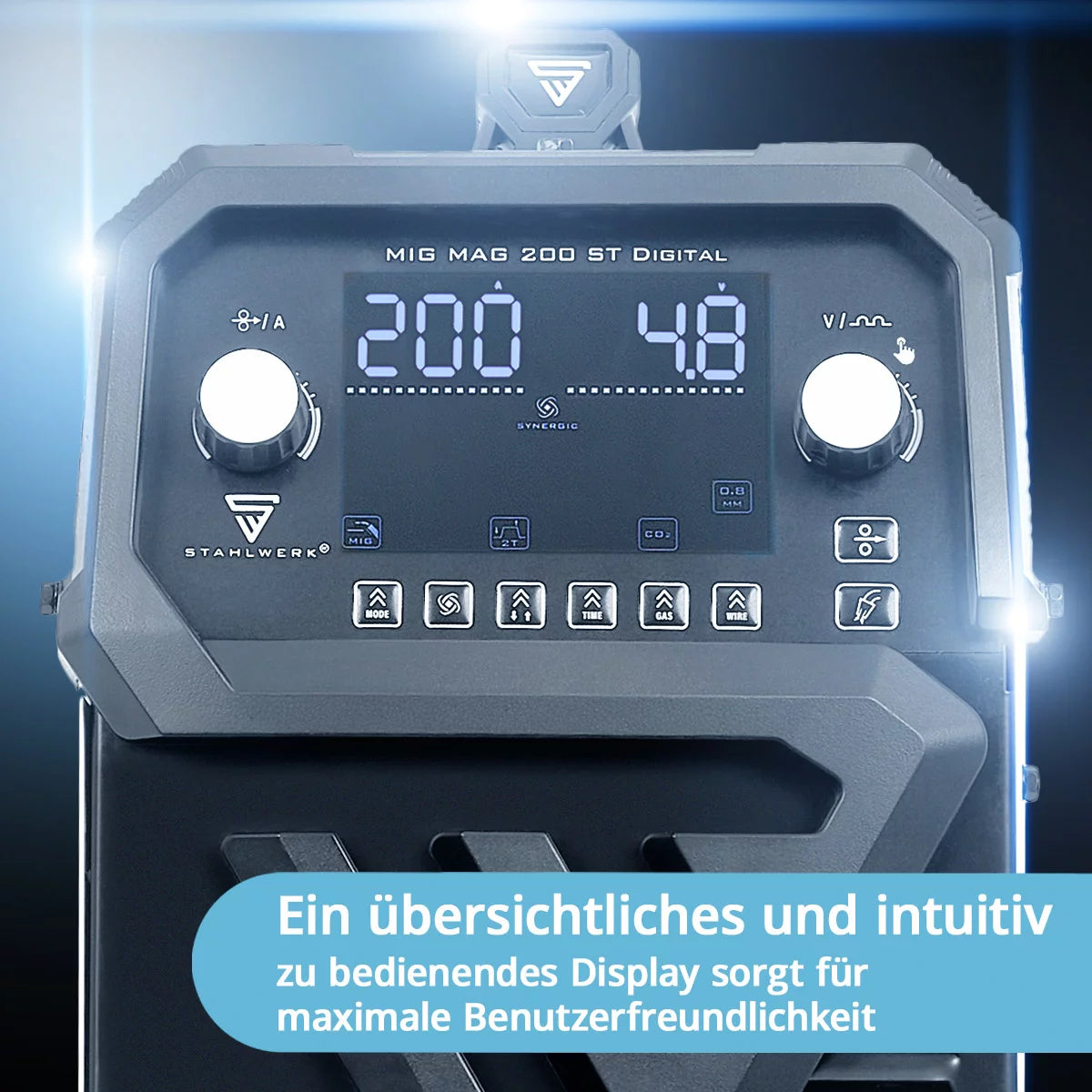STAHLWERK Schweißgerät MIG MAG 200 ST Digital Schutzgas-Schweißgerät | Inverter mit 200 A, Spot-Funktion, synergischem Drahtvorschub, FLUX und MMA | ARC Funktion