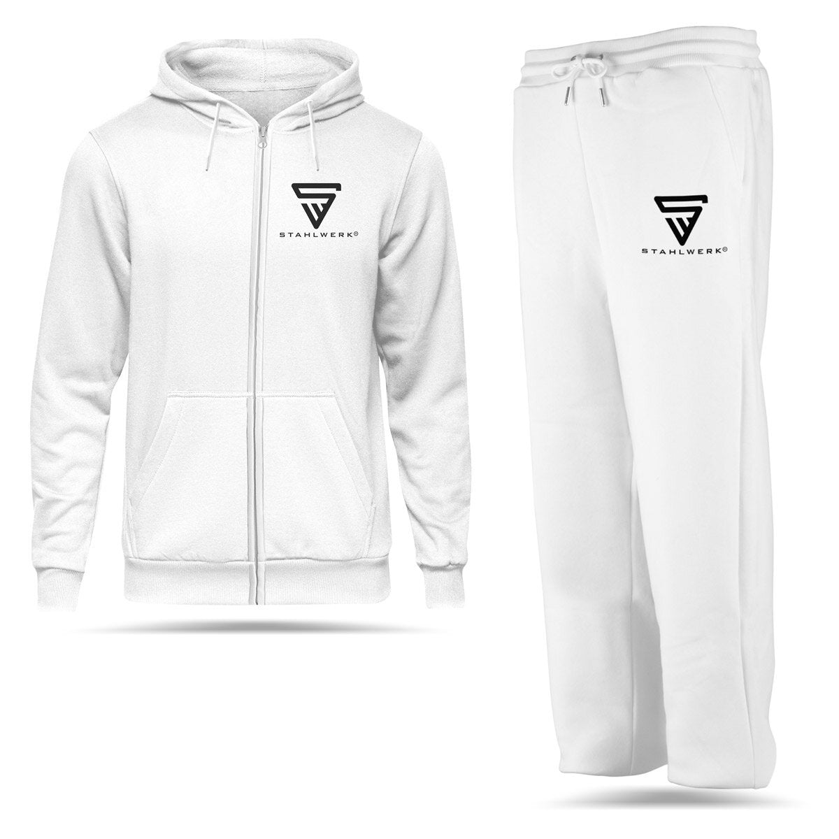 STAHLWERK Jogging Suit White Size L Tracksuit | joggers | Tracksuit | Sports suit | Sweatsuit | Fitness suit with hoodie and sweatpants