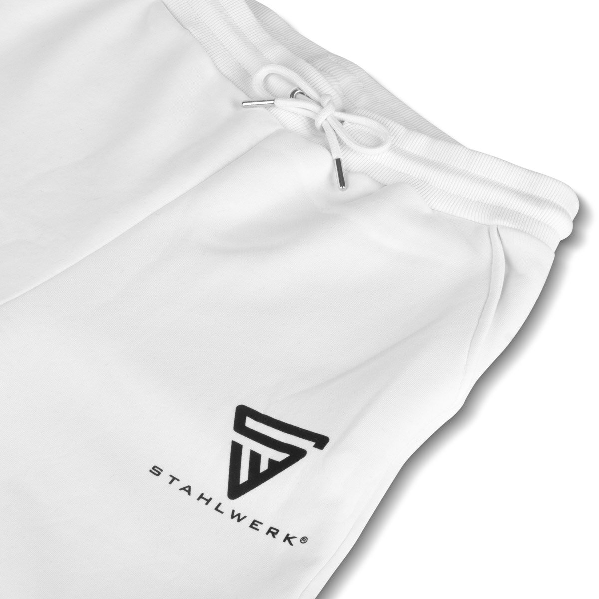 Pantalon de jogging STAHLWERK blanc taille XL pantalon de sport | joggeurs | Pantalons d'entraînement | Pantalons de survêtement | Pantalon de survêtement avec logo imprimé en 70 % coton et 30 % polyester